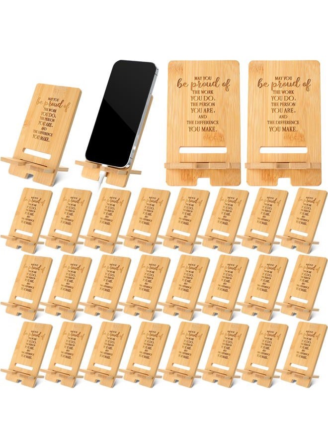 Ripeng 24 Pcs Employee Appreciation Gifts Bulk Bamboo Phone Stand for Desk Office Workers May You Be Proud of The Work You Do Thank Gift for Employee Teacher Staff Volunteer Doctor Nurse - Image 1