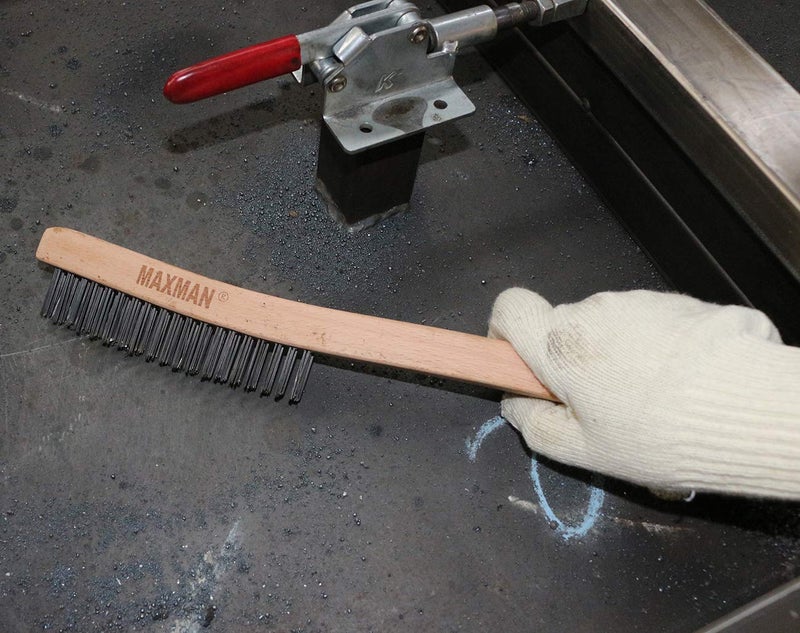 MAXMAN Wire Brush, Heavy Duty Carbon Steel and Stainless Steel Wire Brushes for Cleaning Rust, Grill, Paint Removal, Welding, Stiff Bristle Metal Brush with 14" Long Beech Wood Handle, Large, 2Pcs - Image 5