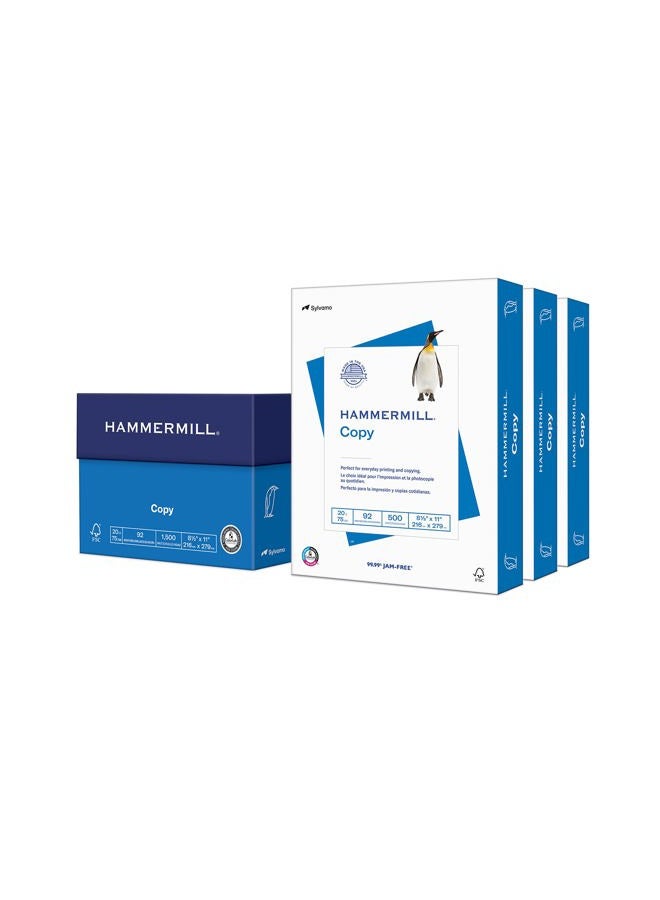 Hammermill Printer Paper, 20 Lb Copy Paper, 8.5 x 11 - 3 Ream (1,500 Sheets) - 92 Bright, Made in the USA, 500 Count (pack of 3) - Image 1