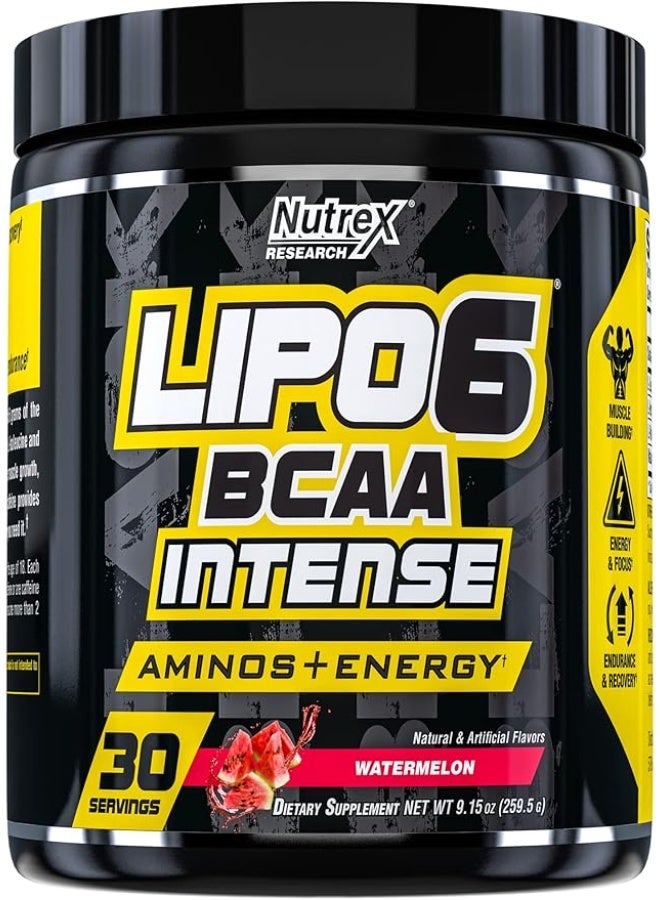 Nutrex Research Lipo 6 BCAA Intense Amino+Energy, Watermelon Flavor - 30 Servings - Image 1