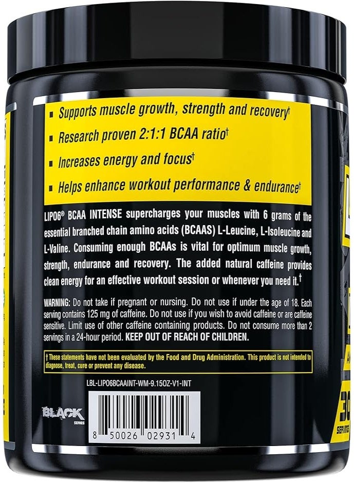 Nutrex Research Lipo 6 BCAA Intense Amino+Energy, Watermelon Flavor - 30 Servings - Image 3