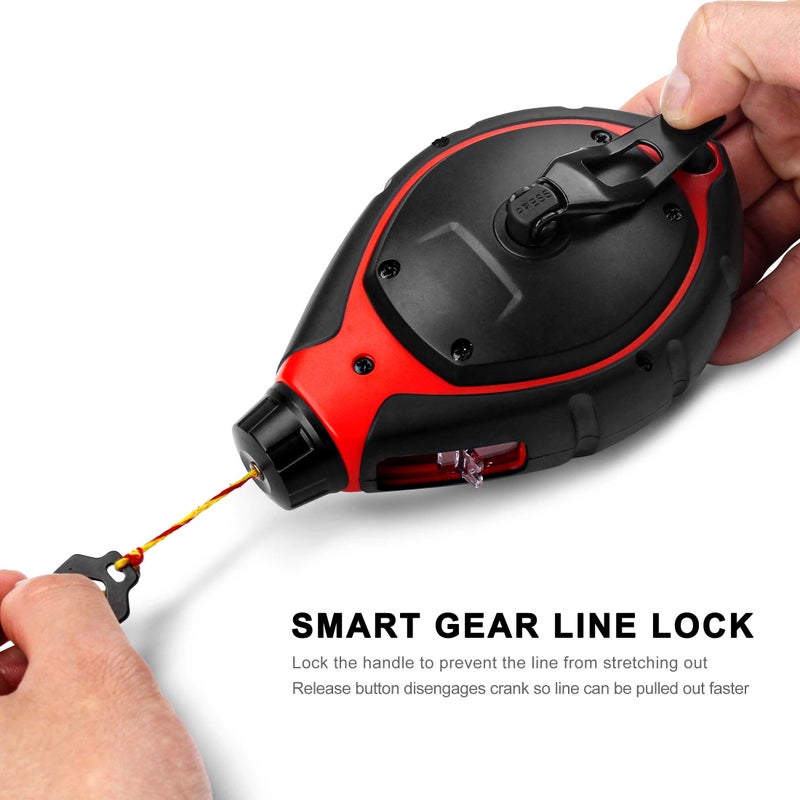 HAUTMEC Chalk Line with 30m/100ft Chalk Line Tool, 6:1 Gear Ratio Chalk Box, Ideal for Deck Builders, Framers, and Roofers HT0108-CL - Image 5