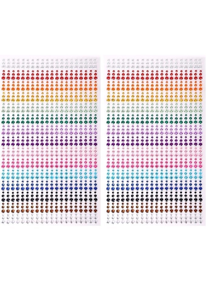 1800 PCS Self Adhesive Rhinestone Stickers,Gem Sticker for Face,Hair, Craft,Clothes,Shoes,DIY,3 mm to 5 mm Multicolored Diamond Stickers for Body Art 15 Colors 3 Sizes - Image 1
