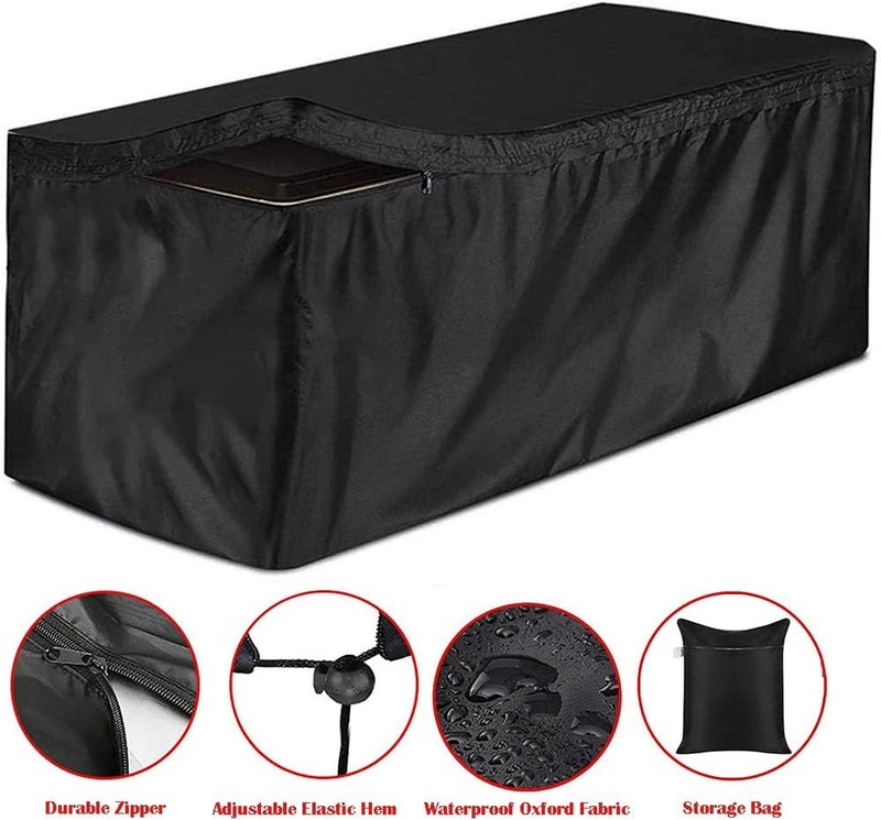 Skyour Patio Deck Box Cover Skyour Heavy Duty 420D Oxford 100% Waterproof Bench Outdoor Storage Deck Boxes Covers Garden Furniture Table Ottoman Dust Cover (Black, S: 48x24x22in) - Image 4