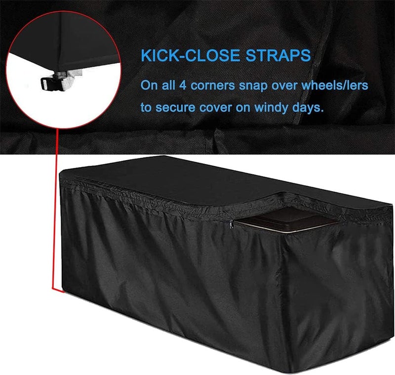 Skyour Patio Deck Box Cover Skyour Heavy Duty 420D Oxford 100% Waterproof Bench Outdoor Storage Deck Boxes Covers Garden Furniture Table Ottoman Dust Cover (Black, S: 48x24x22in) - Image 5
