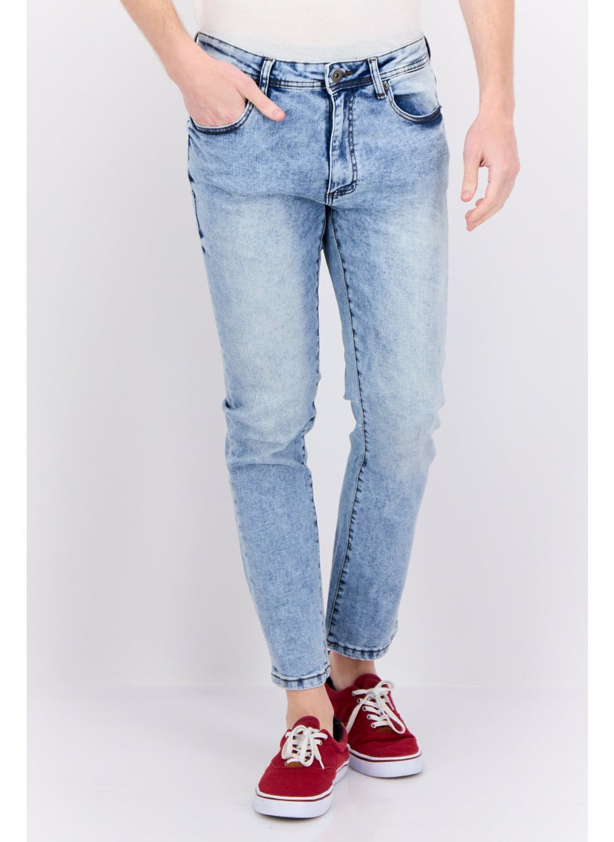 Company Eighty One - Men Slim Fit Washed Stretchable Jeans, Light Blue - Image 1
