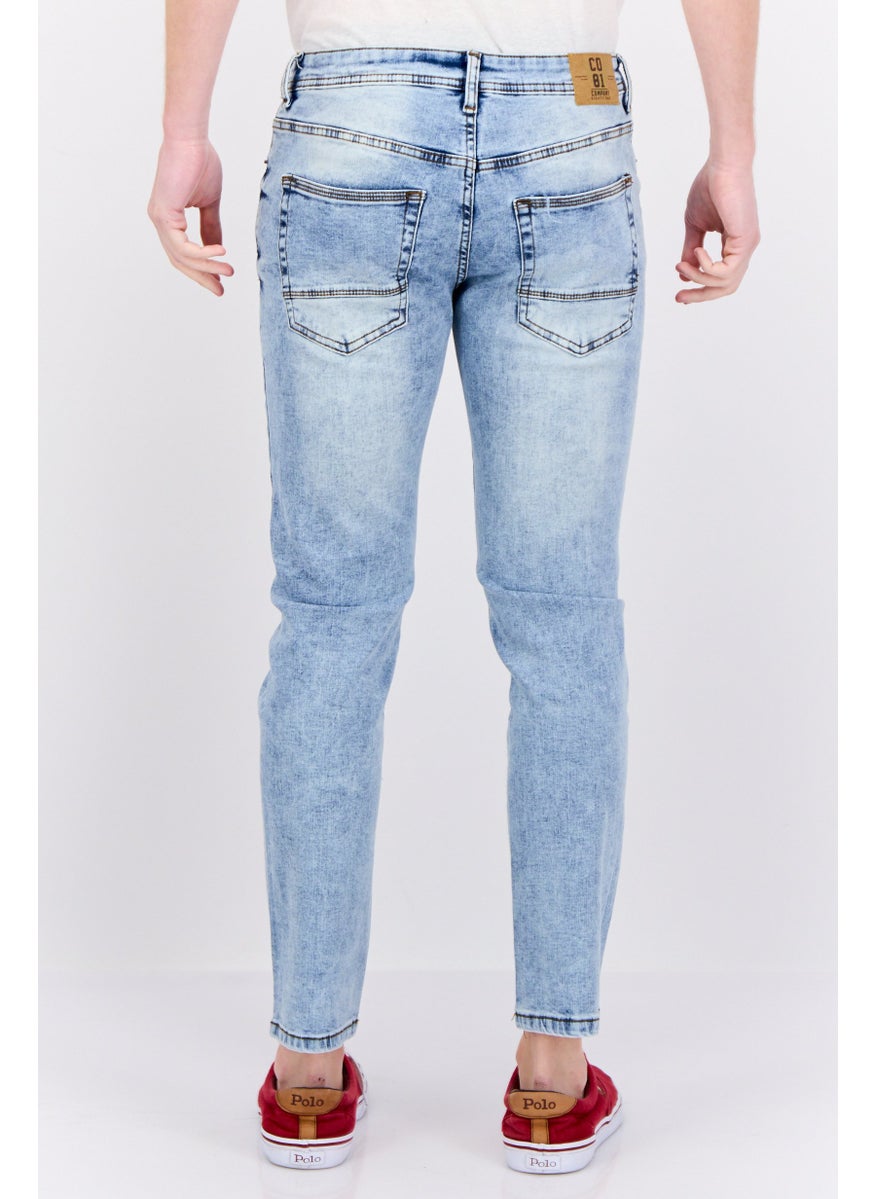 Company Eighty One - Men Slim Fit Washed Stretchable Jeans, Light Blue - Image 1