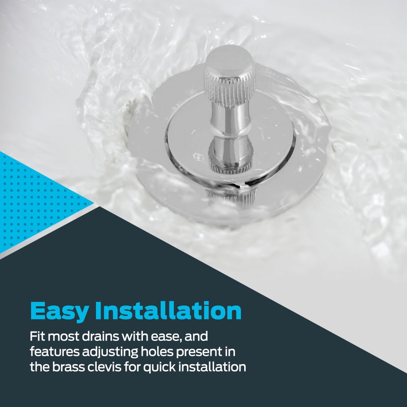 Eastman EZ-FLO Lift-n-Turn Bath Drain Assembly Kit, 1-3/8 in. x 16 Fine Thread, 2-7/8 in. OD Flange, 5/16 in. Tapped Zinc Body, Chrome Plated, 35231 - Image 4