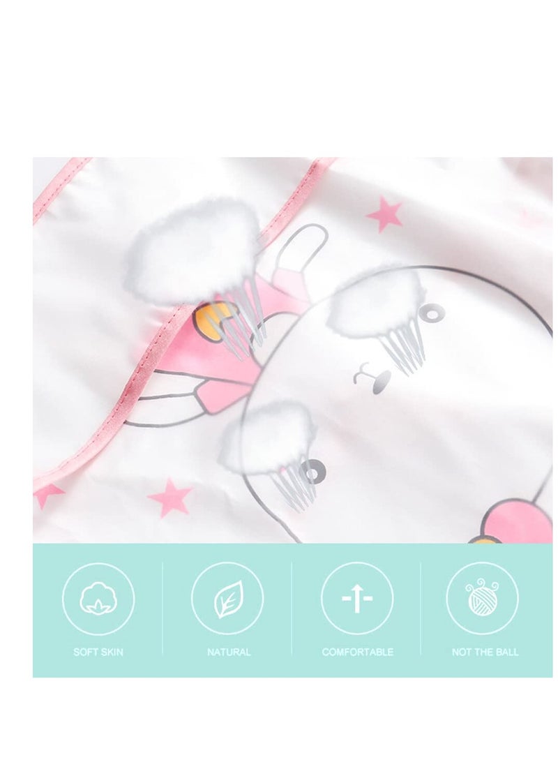 SYOSI Bibs with Sleeves Baby Bibs 2 Pack Waterproof Long Sleeve Baby Bibs with Food Catcher Pocket Wipe Clean Toddler Apron for Infant Toddler 2-4 Years Stain and Odor Resistance Pink and Purple - Image 3