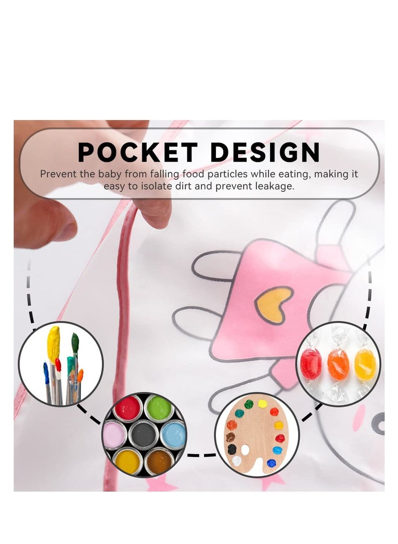 SYOSI Bibs with Sleeves Baby Bibs 2 Pack Waterproof Long Sleeve Baby Bibs with Food Catcher Pocket Wipe Clean Toddler Apron for Infant Toddler 2-4 Years Stain and Odor Resistance Pink and Purple - Image 5