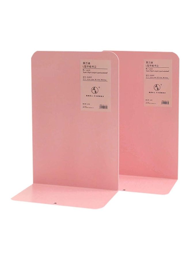 NIBEMINENT Metal L-Shaped Bookends Pink - Image 1