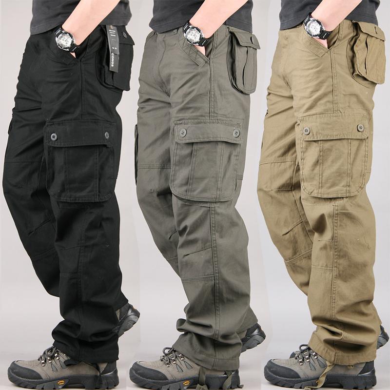 Cross-border foreign trade cotton wear-resistant multi-pocket overalls straight trousers work pants labor protection pants loose fat pants Navy  - Image 4