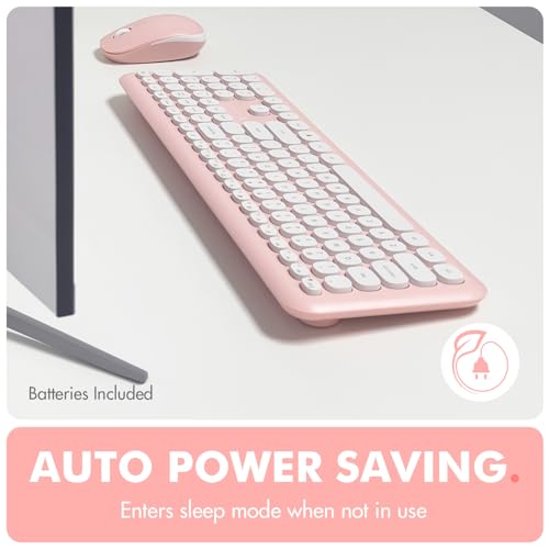 X9 Performance X9 Pink Keyboard and Mouse Wireless | Cute Wireless Keyboard and Mouse Combo - Transform Your Space with a Colorful Keyboard and Mouse Set for PC Laptop and Chrome (Pink/White) - Image 5