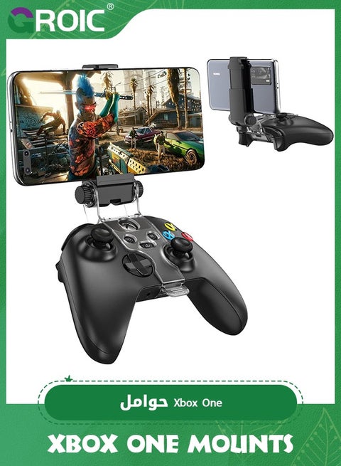 Black Gamer Gear Xbox Series X Controller Mobile Gaming 4 point Clamp, Xbox Controller Phone Mount Adjustable Phone Holder Clamp Compatible with Xbox Series X|S, Xbox One