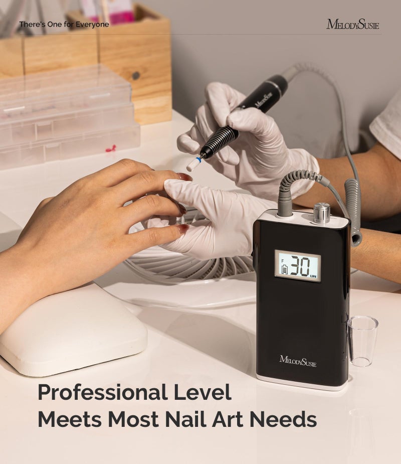 MelodySusie Entry-Level Clip-On Cordless Nail Drill, SC320H 30000RPM Popular Classic E-File with LCD Display for Manicure Shaping & Gel Removal, Perfect for Training, Nail Art Practice & Home Use - Image 5