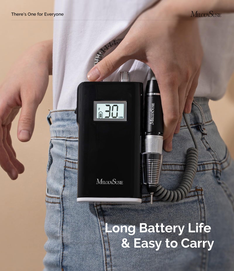 MelodySusie Entry-Level Clip-On Cordless Nail Drill, SC320H 30000RPM Popular Classic E-File with LCD Display for Manicure Shaping & Gel Removal, Perfect for Training, Nail Art Practice & Home Use - Image 4