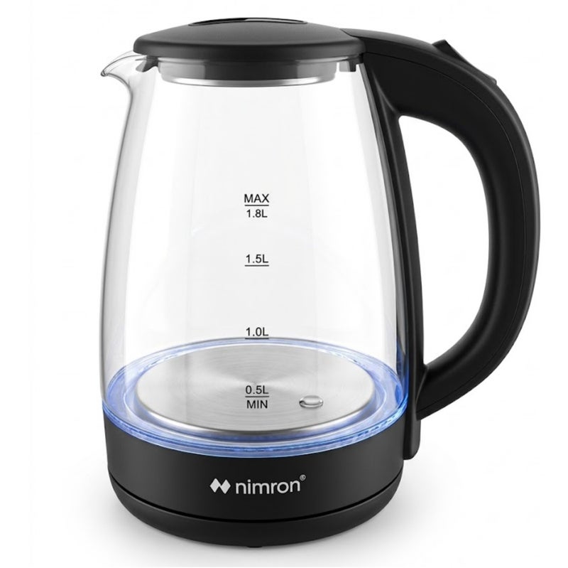 nimron 1.8L Glass Electric Kettle 1500W Fast Boiling | Borosilicate Glass Body, 304 Stainless Steel Base, LED Light Ring, Auto Shut-Off & Boil Dry Protection | Tea & Coffee Kettle - Image 1