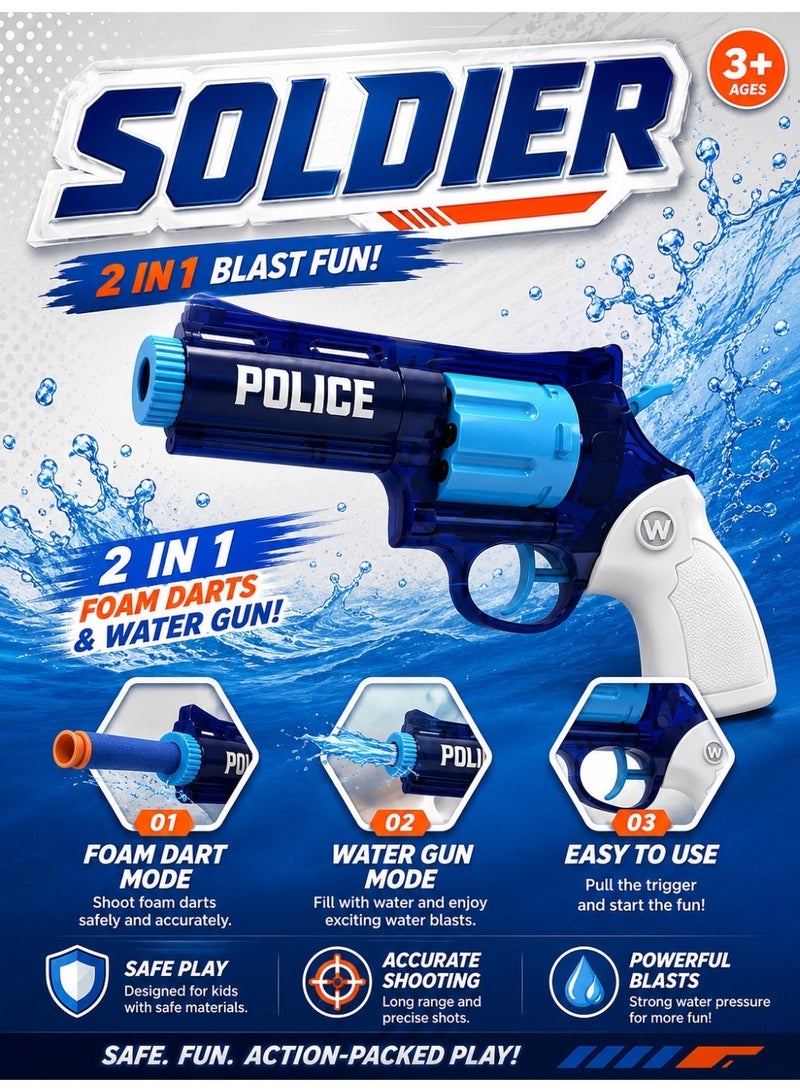 Soldier Toy Gun with Foam Darts & Water Blaster 2 in 1 - Image 1