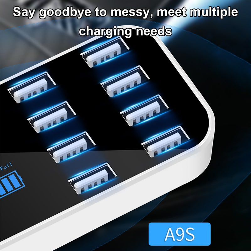 A9S Fast Car Charger 8 Port Multi USB LCD Display 12V Phone Charger USB Hub for Phone Tablets DVR - Image 4