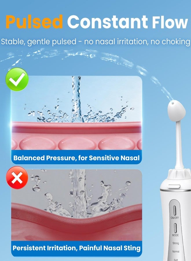 GOLDANT 350ML Neti Pot Sinus Rinse Kit, Nasal Irrigation System with 5 Modes, 4 Nozzles, Cordless Rechargeable, IPX7 Waterproof, Nose Cleaner for Sinus Relief (350ML No Salt - Image 3