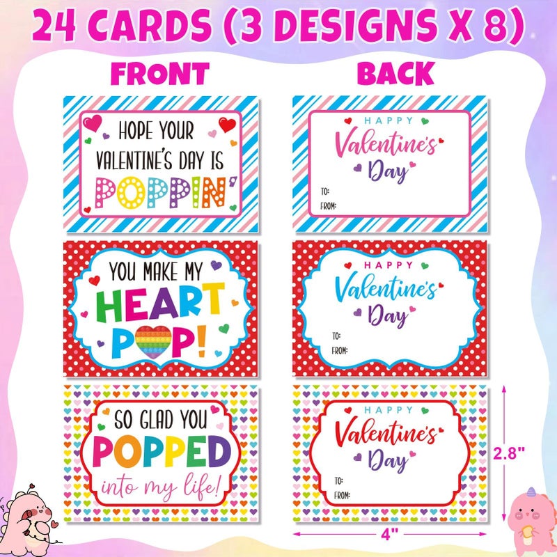 Qinline 24 Pack Easter Gifts for Kids - Dinosaur Pop Fidget Toy with Gift Cards for Kid Boy Girl, Bulk Kid Easter Egg Fillers Party Favors School Classroom Prizes Exchange Goodie Bags Stuffers - Image 5