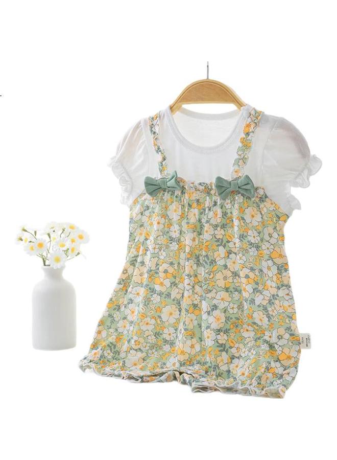 Youqi Baby Girl Summer Outfit, Modal Infant Clothes, Short-Sleeve Bodysuit, Lightweight Summer Style, Baby Dress, Sweet And Cute Romper - Image 1