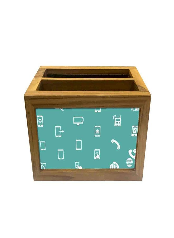 Nutcase Designer Teak Wood TV Remote Stand For Home Remote Holders Organizer Caddy for TV/AC Remotes Control -Multipurpose Desk Organiser-6�x4�x4� - Gadgets Blue - Image 4
