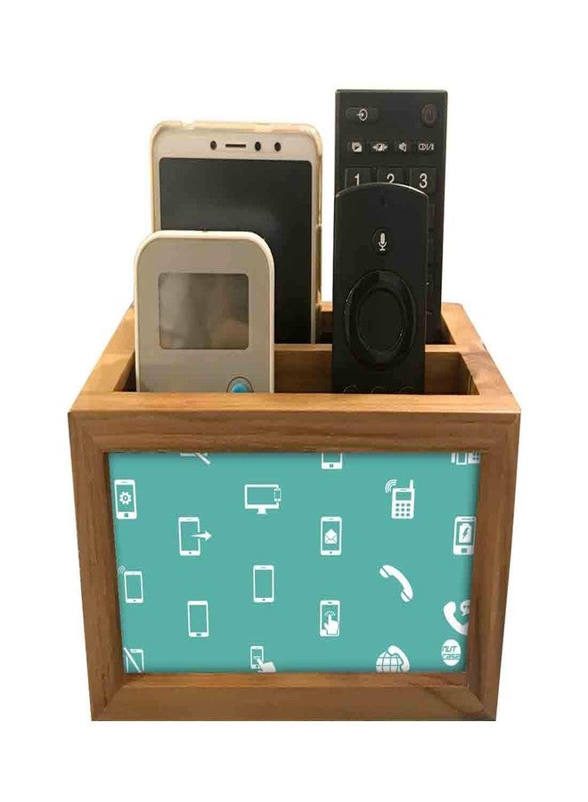 Nutcase Designer Teak Wood TV Remote Stand For Home Remote Holders Organizer Caddy for TV/AC Remotes Control -Multipurpose Desk Organiser-6�x4�x4� - Gadgets Blue - Image 2