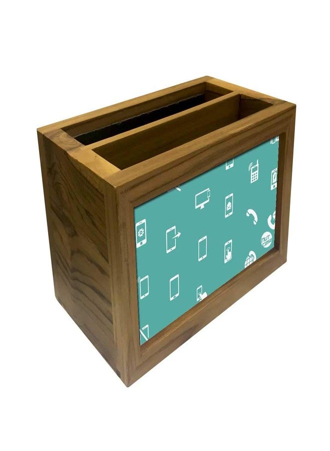Nutcase Designer Teak Wood TV Remote Stand For Home Remote Holders Organizer Caddy for TV/AC Remotes Control -Multipurpose Desk Organiser-6�x4�x4� - Gadgets Blue - Image 3