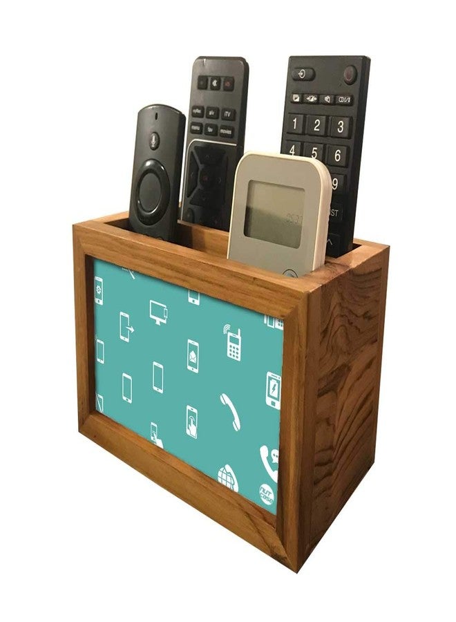 Nutcase Designer Teak Wood TV Remote Stand For Home Remote Holders Organizer Caddy for TV/AC Remotes Control -Multipurpose Desk Organiser-6�x4�x4� - Gadgets Blue - Image 5