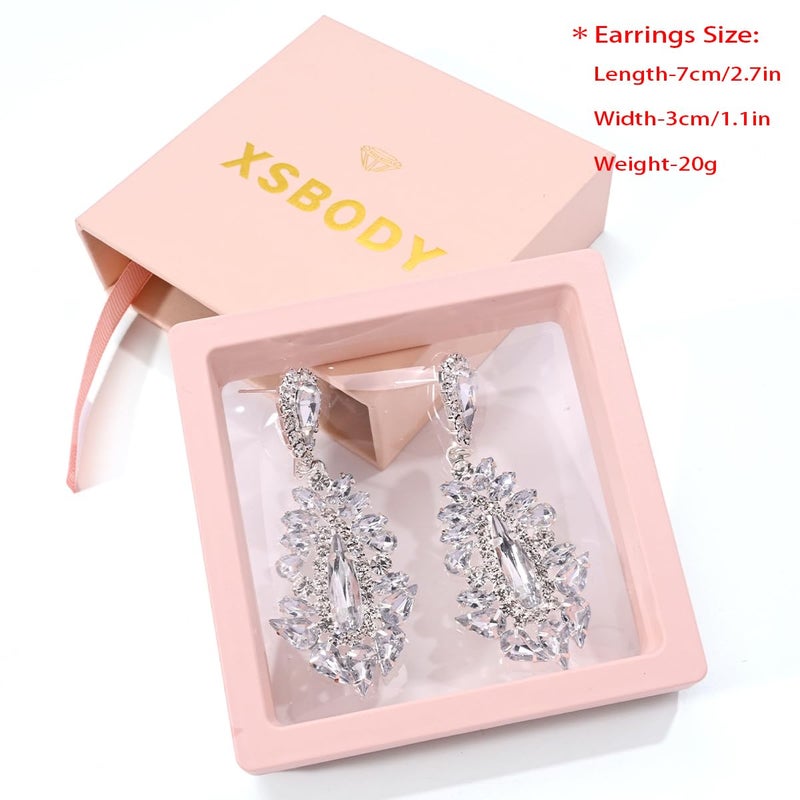 XSBODY Prom Drop Chandelier Earrings for Women Dangling Bling Hypoallergenic Large Rhinestone Earrings Formal Wedding Jewelry - Image 5