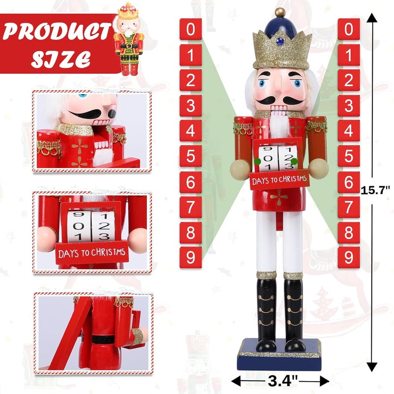 CHONSUN Christmas Nutcracker Decorations Nutcracker Figure 15 Inch Wooden Nutcrackers Collectible Ornament Nutcracker Soldier for Table Desktop Home Christmas Decor Xmas Indoor Decor Countdown - Image 3