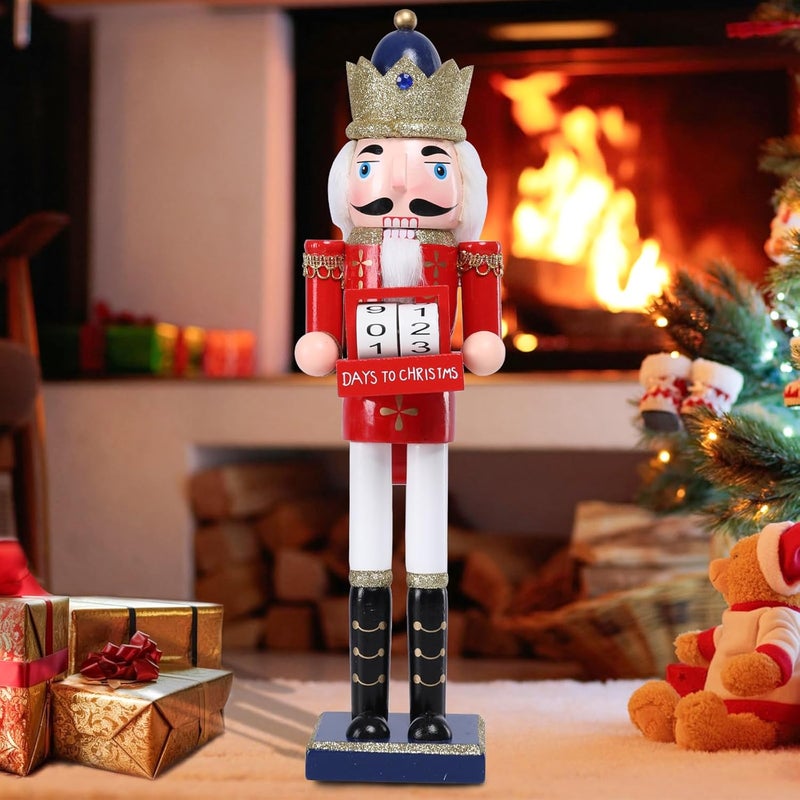 CHONSUN Christmas Nutcracker Decorations Nutcracker Figure 15 Inch Wooden Nutcrackers Collectible Ornament Nutcracker Soldier for Table Desktop Home Christmas Decor Xmas Indoor Decor Countdown - Image 2