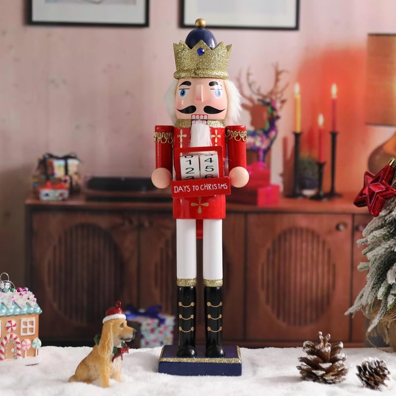 CHONSUN Christmas Nutcracker Decorations Nutcracker Figure 15 Inch Wooden Nutcrackers Collectible Ornament Nutcracker Soldier for Table Desktop Home Christmas Decor Xmas Indoor Decor Countdown - Image 5