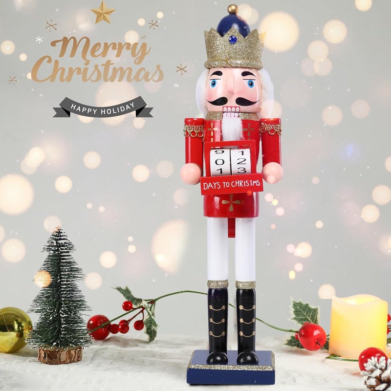 CHONSUN Christmas Nutcracker Decorations Nutcracker Figure 15 Inch Wooden Nutcrackers Collectible Ornament Nutcracker Soldier for Table Desktop Home Christmas Decor Xmas Indoor Decor Countdown - Image 4