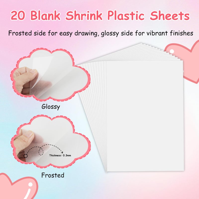 Esmorah 242Pcs Shrink Dink Sheets Keychain Kit  With 20 Sheets 7.9""X5.7"" Shrink Art Paper  Ear Hooks  Brooches  Colorful Key Rings & Jump Rings  Hole Punch  Tweezers - Ideal For Diy Crafts  Kids & Adults - Image 5