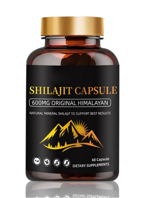 Himalayan Shilajit Capsules (Shilajeet) for Men and Women - 600 mg Equivalent - Natural Energy & Stamina Booster - 60 Veg Capsules | Made in USA - Fulvic Mineral Supplement
