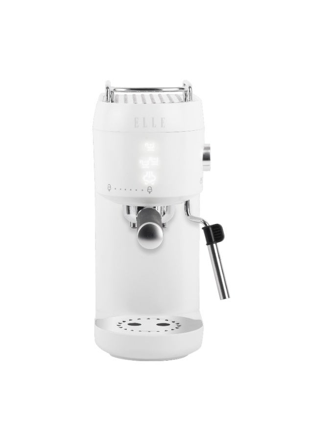 ELLE Panache Series Espresso Coffee Maker, White, 1L Water Tank, 20-Bar Pressure, Integrated Milk Frothing System, 1400W, Sleek Design - Image 2