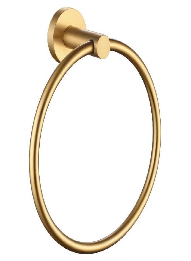 APLusee Hand Towel Ring Brushed Gold, APLusee SUS 304 Stainless Steel Round Towel Holder for Contemporary Bathroom Toilet Kitchen Storage, Wall Mounted  - Image 4