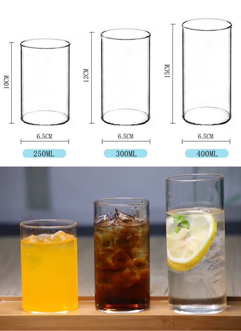 Generic - Glass Set, Set Of Six, Cylindrical Single-Layer Simple Cup, Can Be Used For Drinking Water, Coffee, Tea, Juice, Milk, 400ML - Image 1