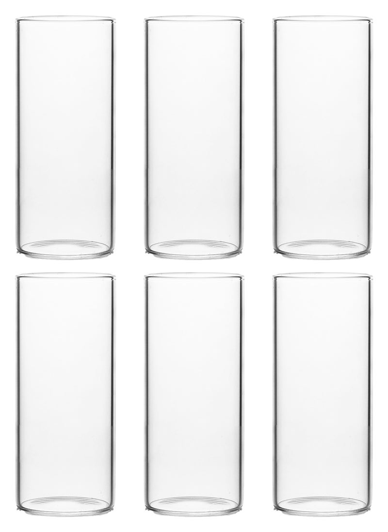 Generic - Glass Set, Set Of Six, Cylindrical Single-Layer Simple Cup, Can Be Used For Drinking Water, Coffee, Tea, Juice, Milk, 400ML - Image 1