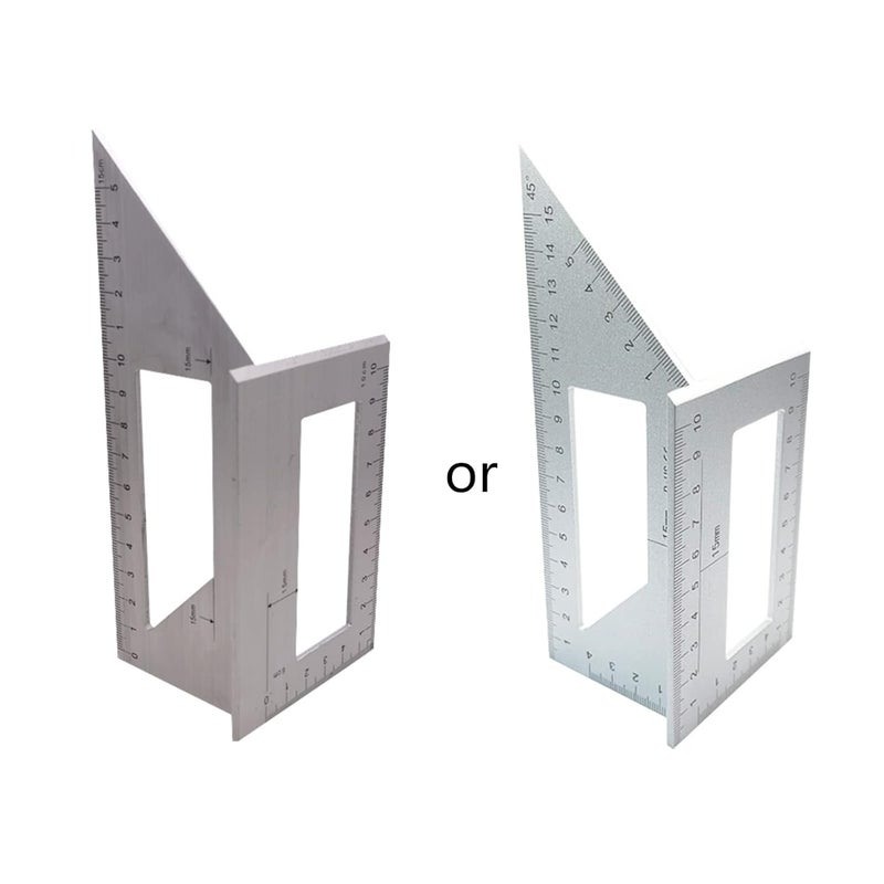 مسطرة نجارة من سبائك الألومنيوم 45 90 درجة مقياس زاوية مربع أداة قياس - Image 1