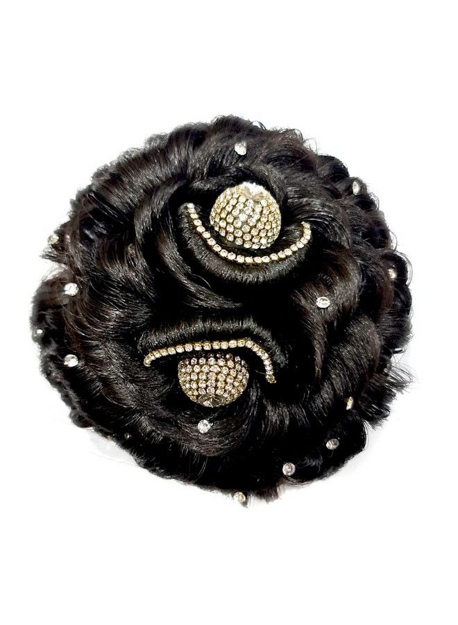 Foreign Holics Artificial Juda Hair Extension Stones For Bun Decoration Hair Extension For Women Black (9 No) - Image 2