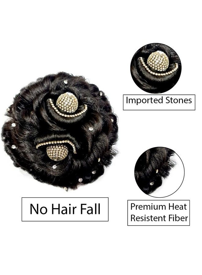 Foreign Holics Artificial Juda Hair Extension Stones For Bun Decoration Hair Extension For Women Black (9 No) - Image 3
