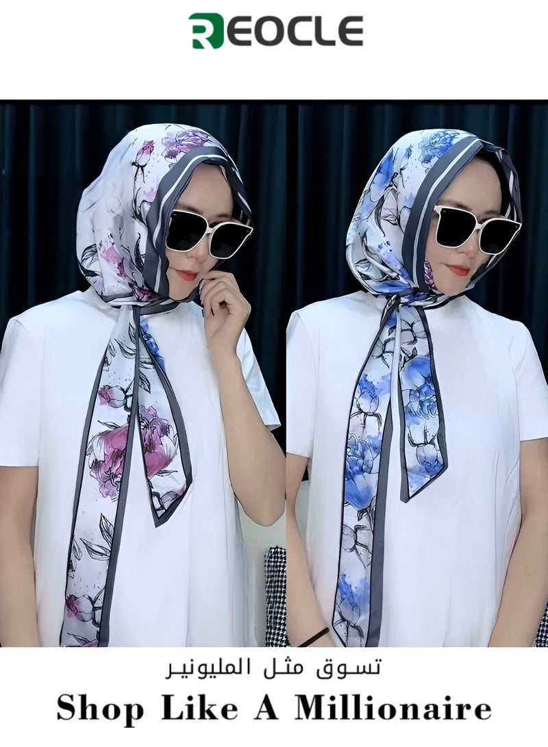 ريوكل عمامة نسائية مع حماية مزدوجة من أشعة الشمس، عمامة، غطاء رأس ناعم من قطعة واحدة، حجاب طويل، عمامة كاملة، واقي شمسي من حرير التوت - Image 1