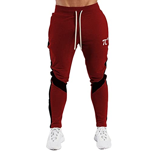 PIDOGYM Men's Track Pants,Slim Fit Athletic Sweatpants Joggers Trousers with Zipper Pockets Wine Red - Image 2
