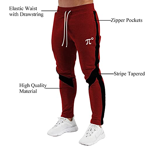 PIDOGYM Men's Track Pants,Slim Fit Athletic Sweatpants Joggers Trousers with Zipper Pockets Wine Red - Image 4