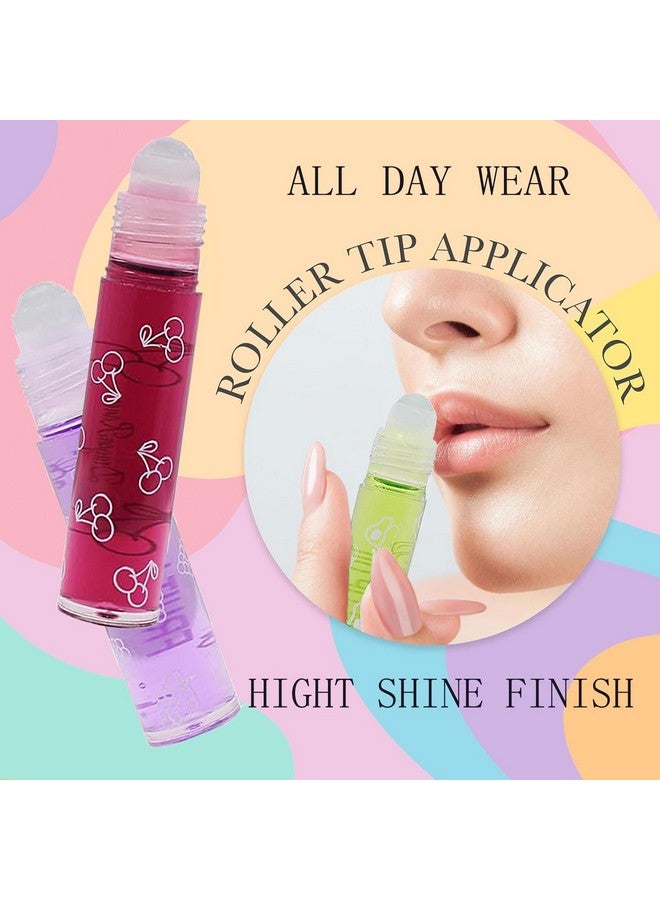 Hydrating Roll On Lip Oil, 6 Pcs Lip Glow Oil Plumpimg Lip Balm Long Lasting Non Sticky Lip Gloss Transparent Colorless Moisturizing Lip Lotion