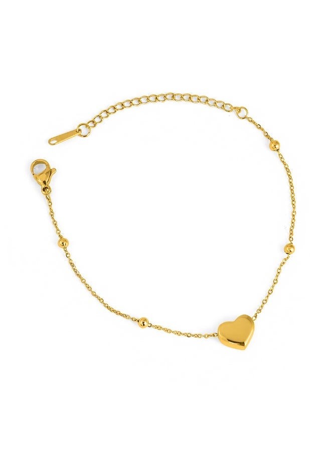 PALMONAS 18k Gold Tone Plated Hearts Charm Bracelet
 for Women - Image 1