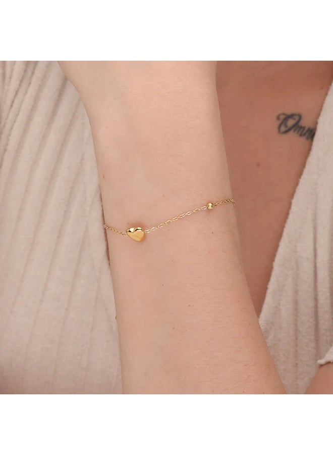 PALMONAS 18k Gold Tone Plated Hearts Charm Bracelet
 for Women - Image 4